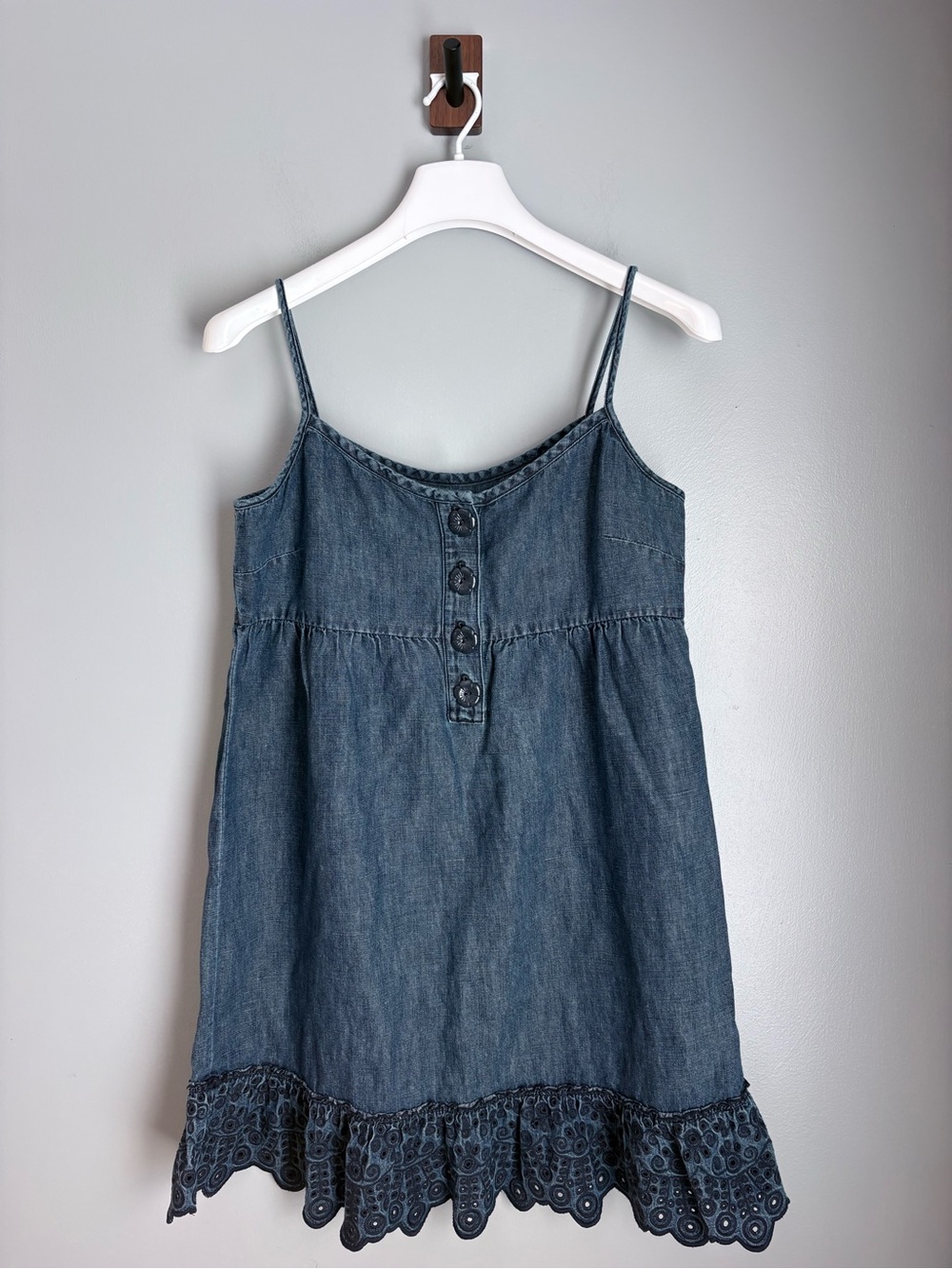 Juicy Couture Denim Linen Eyelet Trim Y2K Camisole Sundress